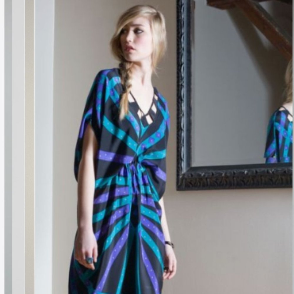 Luna By Josandra Silk Caftan Dress S